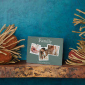 Modern Sage Green Zigzag 3 Family Photo Collage Fotoplatte (Seite)