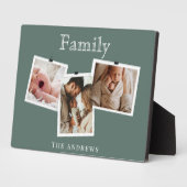 Modern Sage Green Zigzag 3 Family Photo Collage Fotoplatte (Seite)