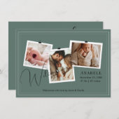 Modern Sage Green Zigzag 3 Photo Collage Birth Ankündigung (Vorne/Hinten)