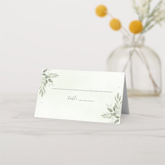 Modern Sage Greenery Botanical Folded Place Card Platzkarte (Vorderseite)