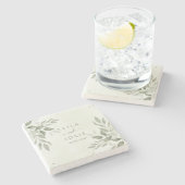 Modern Sage Greenery Botanical Stone Coaster Steinuntersetzer (Seitenansicht)