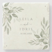 Modern Sage Greenery Botanical Stone Coaster Steinuntersetzer (Vorderseite)