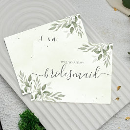 Modern Sage Greenery Bridesmaid Proposal Card Save The Date