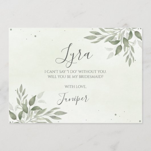 Modern Sage Greenery Bridesmaid Proposal Card Save The Date (Rückseite)