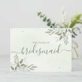 Modern Sage Greenery Bridesmaid Proposal Card Save The Date (Stehend Vorderseite)