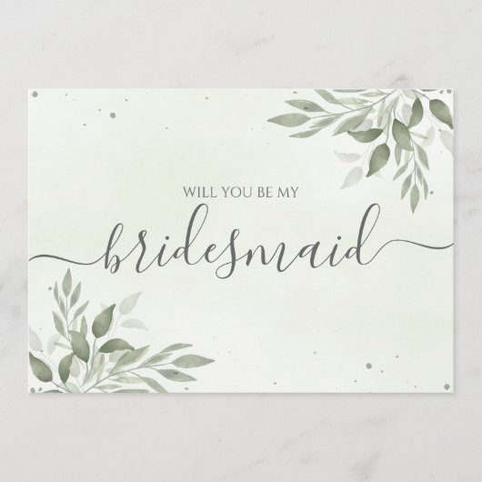 Modern Sage Greenery Bridesmaid Proposal Card Save The Date (Vorderseite)