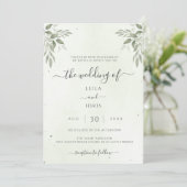 Modern Sage Greenery Floral All-in-One Wedding Einladung (Stehend Vorderseite)