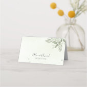 Modern Sage Greenery Folded Wedding Place Card Platzkarte (Rückseite)