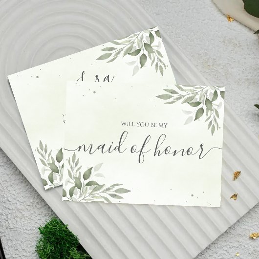 Modern Sage Greenery Maid Of Honor Proposal Card Save The Date