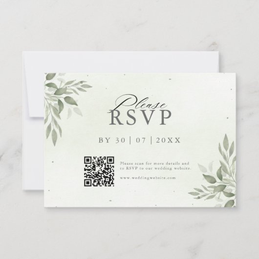 Modern Sage Greenery QR Code Save the Date  (Vorderseite)