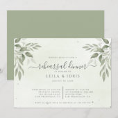 Modern Sage Greenery Rehearsal Dinner Invitation Einladung (Vorne/Hinten)