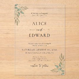 Modern Sage Greenery Wedding Acrylic Invitation Acryleinladungen