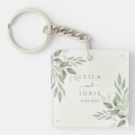 Modern Sage Greenery Wedding Acrylic Keychain Schlüsselanhänger