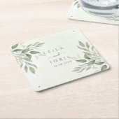 Modern Sage Greenery Wedding Coasters Rechteckiger Pappuntersetzer (angewinkelt)