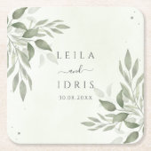 Modern Sage Greenery Wedding Coasters Rechteckiger Pappuntersetzer (Vorderseite)