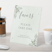 Modern Sage Greenery Wedding Favor Pedestal Sign Sockelschild (In SItu)