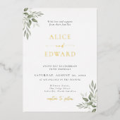 Modern Sage Greenery Wedding Foil Invitation Card Folieneinladung (Vorderseite)