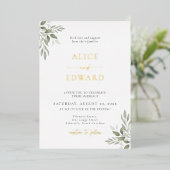 Modern Sage Greenery Wedding Foil Invitation Card Folieneinladung (Stehend vorne)