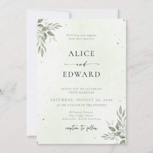 Modern Sage Greenery Wedding Invitation Card Save The Date (Vorderseite)