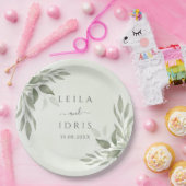 Modern Sage Greenery Wedding Paper Plates Pappteller (Party)