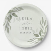 Modern Sage Greenery Wedding Paper Plates Pappteller (Vorderseite)