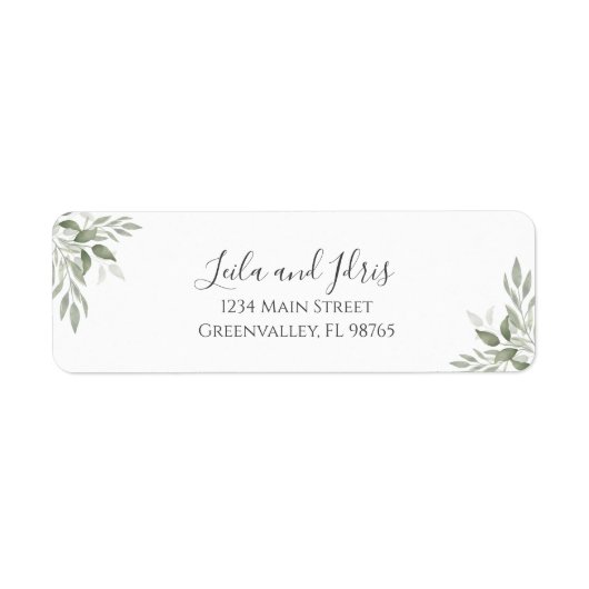 Modern Sage Greenery Wedding Return Address (Vorne)