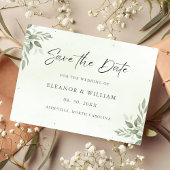Modern Sage Greenery Wedding Save the Date Card