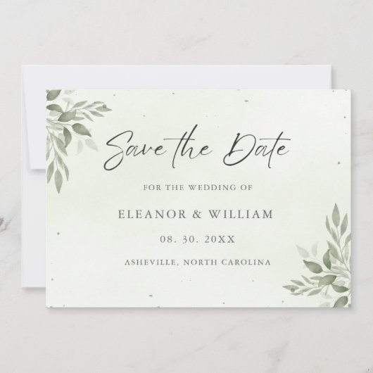 Modern Sage Greenery Wedding Save the Date Card (Vorderseite)