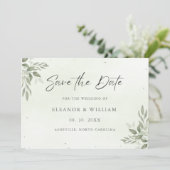 Modern Sage Greenery Wedding Save the Date Card (Stehend Vorderseite)