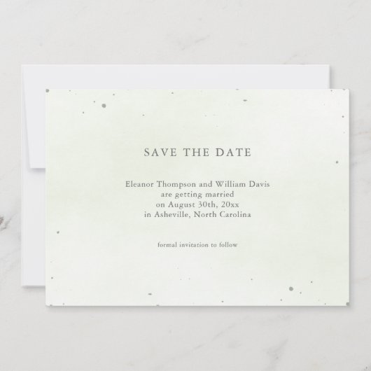 Modern Sage Greenery Wedding Save the Date Card (Rückseite)