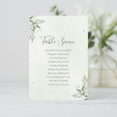 Modern Sage Greenery Wedding Seating Plan Card Einladung (Stehend Vorderseite)