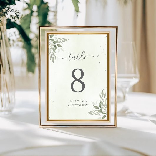 Modern Sage Greenery Wedding Table Numbers Tischnummer
