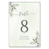 Modern Sage Greenery Wedding Table Numbers Tischnummer (Vorderseite)