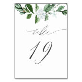 Modern Sage Greenery White Floral No 19 Wedding Tischnummer (Vorderseite)