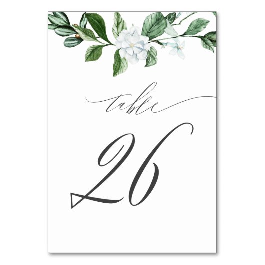 Modern Sage Greenery White Floral No 26 Wedding Tischnummer (Rückseite)