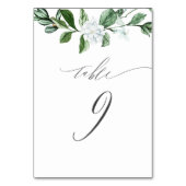 Modern Sage Greenery White Floral No 9 Wedding Tischnummer (Rückseite)