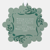 Modern Sage Hand Drawn Bows Christmas Photo Ornament Karte (Rückseite)