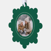 Modern Sage Hand Drawn Bows Christmas Photo Ornament Karte (Linke Ecke)