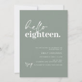 Modern Sage Hello Aachtday Party Einladung (Vorderseite)