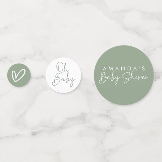 Modern Sage Oh Baby Simple Baby Dusche Konfetti (Vorderseiten)