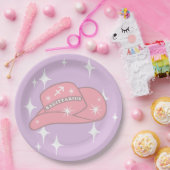 Modern Sagittarius Zodiac Cowgirl Hat Lilac Pappteller (Party)