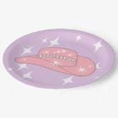 Modern Sagittarius Zodiac Cowgirl Hat Lilac Pappteller (Schrägansicht)