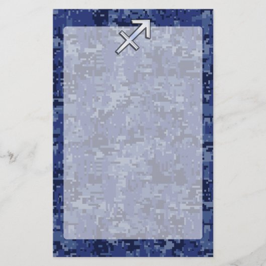 Modern Sagittarius Zodiac Sign Navy Digital Camo Briefpapier (Vorderseite)