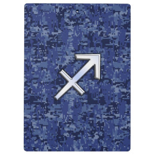 Modern Sagittarius Zodiac Sign Navy Digital Camo Klemmbrett