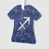 Modern Sagittarius Zodiac Sign Navy Digital Camo Ornament (Vorderseite)