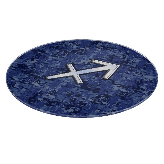 Modern Sagittarius Zodiac Sign Navy Digital Camo Schneidebrett (Ecke)