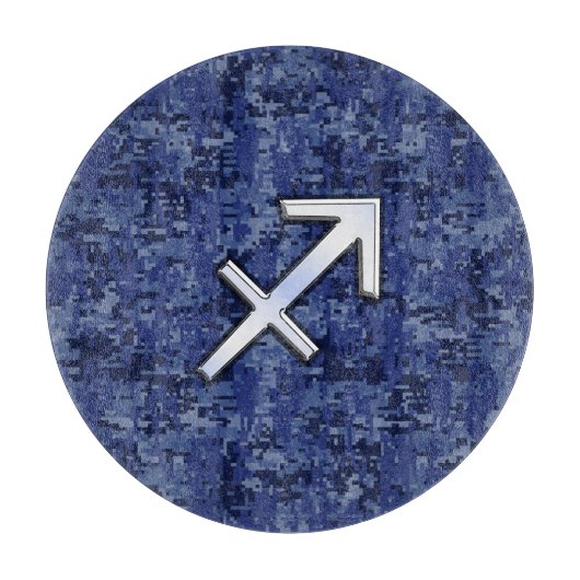 Modern Sagittarius Zodiac Sign Navy Digital Camo Schneidebrett (Vorderseite)
