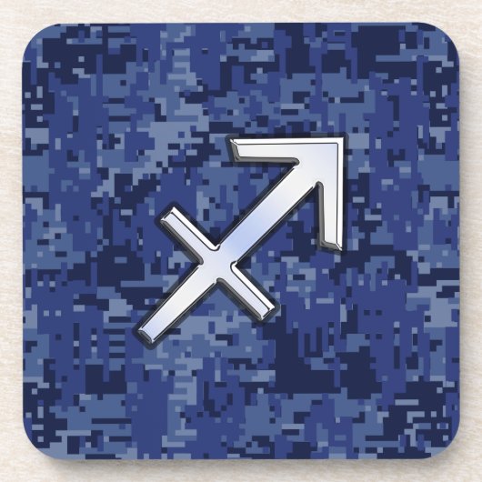 Modern Sagittarius Zodiac Sign Navy Digital Camo Untersetzer (Vorderseite)