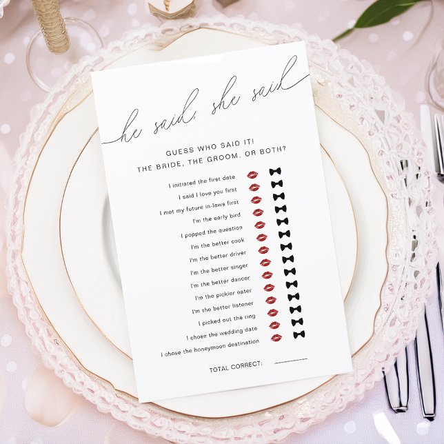 Modern sagte er, sie sagte Brautparty Game (Modern He Said She Said Bridal Shower Game)