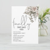 Modern sagte sie endlich ja! Verlobungsparty Ankündigung (Stehend Vorderseite)